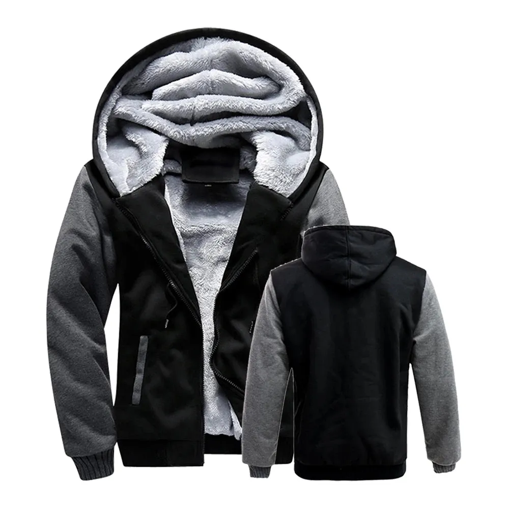 Men's Winter Thick Fleece Zipper Hooded Jacket - Casual Sportswear Outerwear