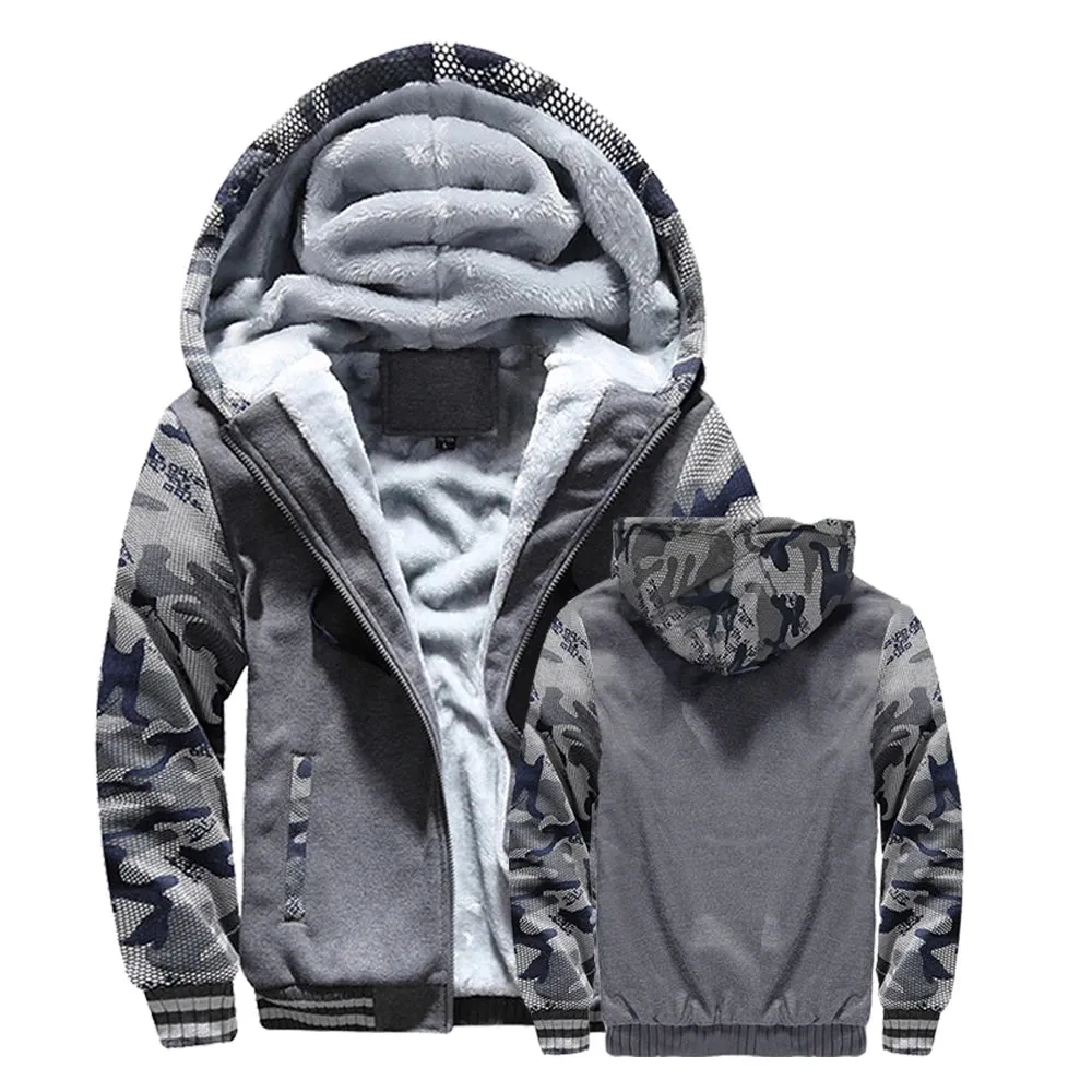 Men's Winter Thick Fleece Zipper Hooded Jacket - Casual Sportswear Outerwear