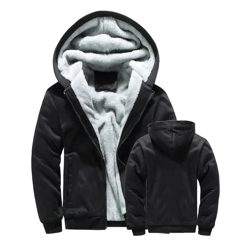 Men's Winter Thick Fleece Zipper Hooded Jacket - Casual Sportswear Outerwear