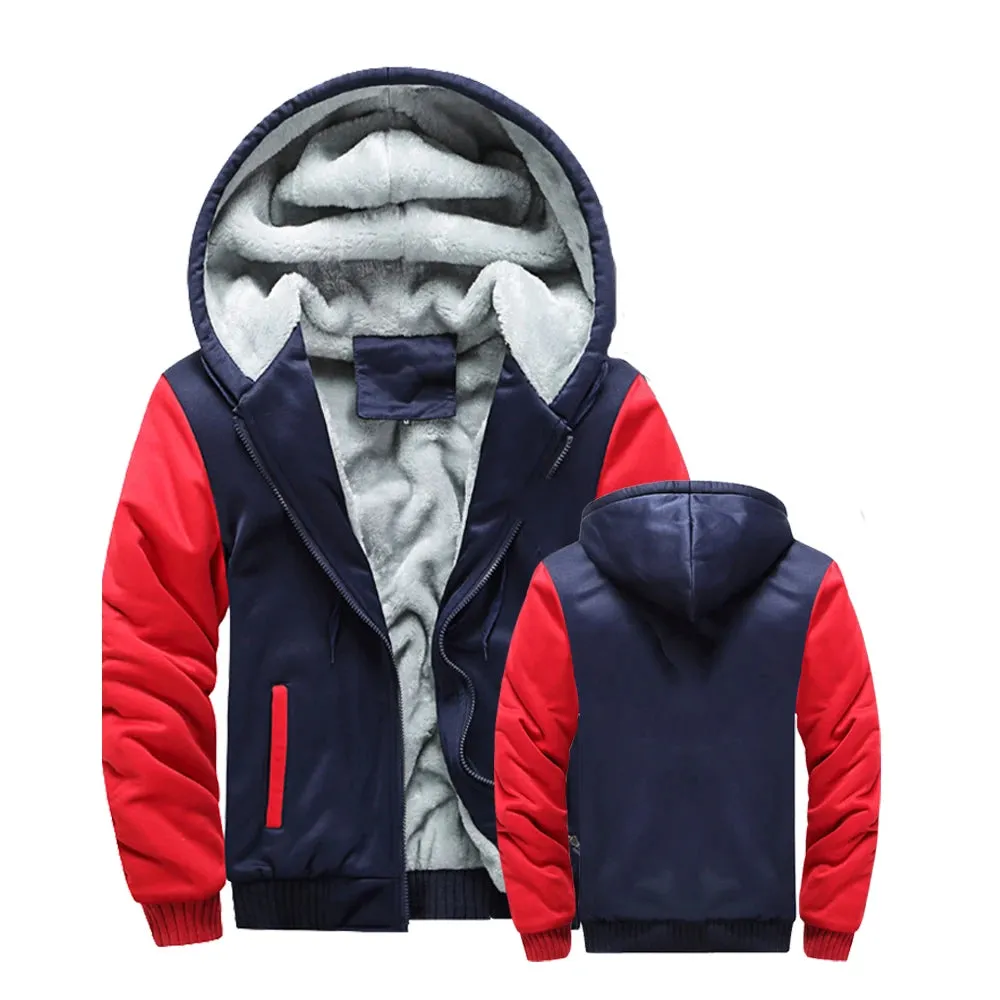 Men's Winter Thick Fleece Zipper Hooded Jacket - Casual Sportswear Outerwear