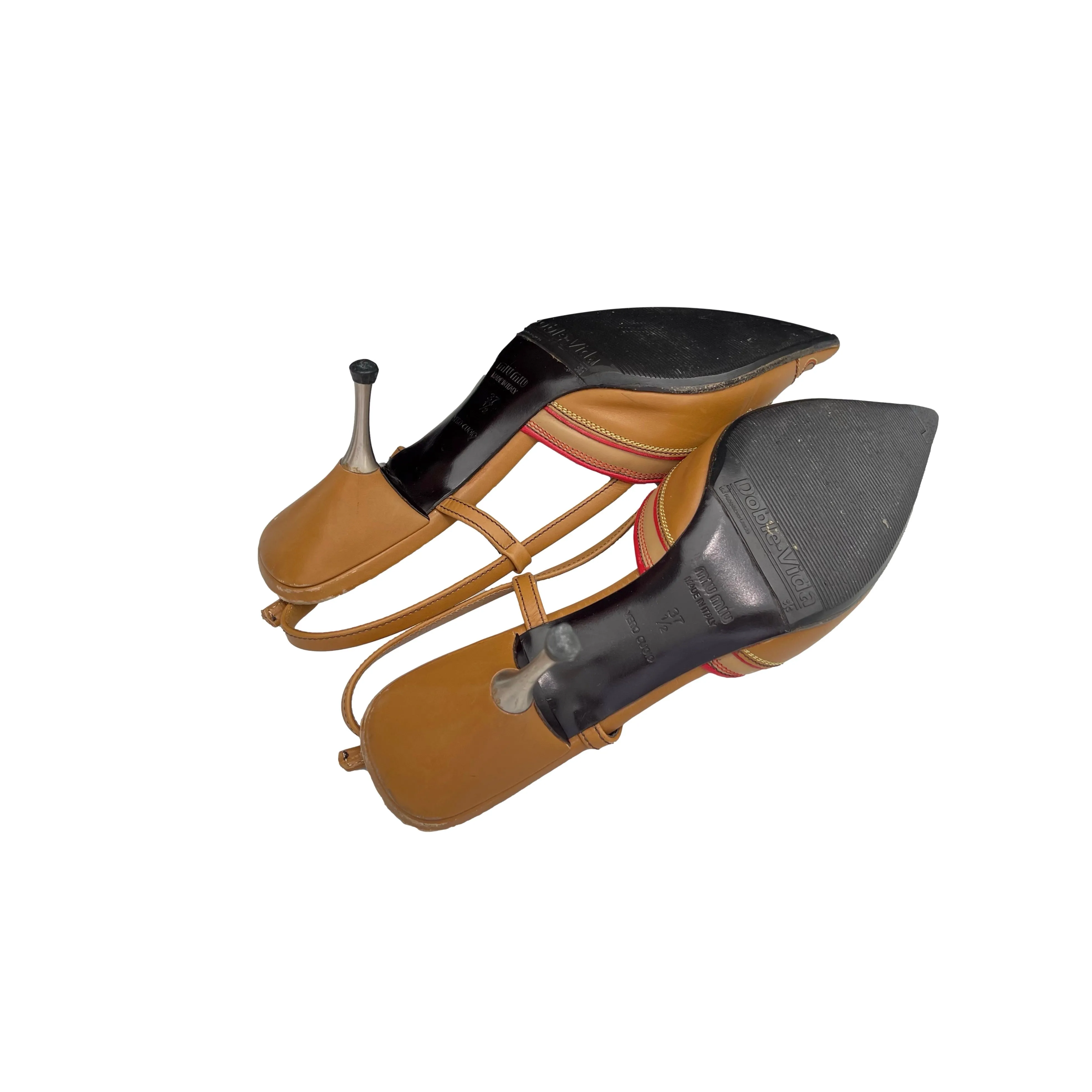 Miu Miu Brown Leather Embroidered Heels