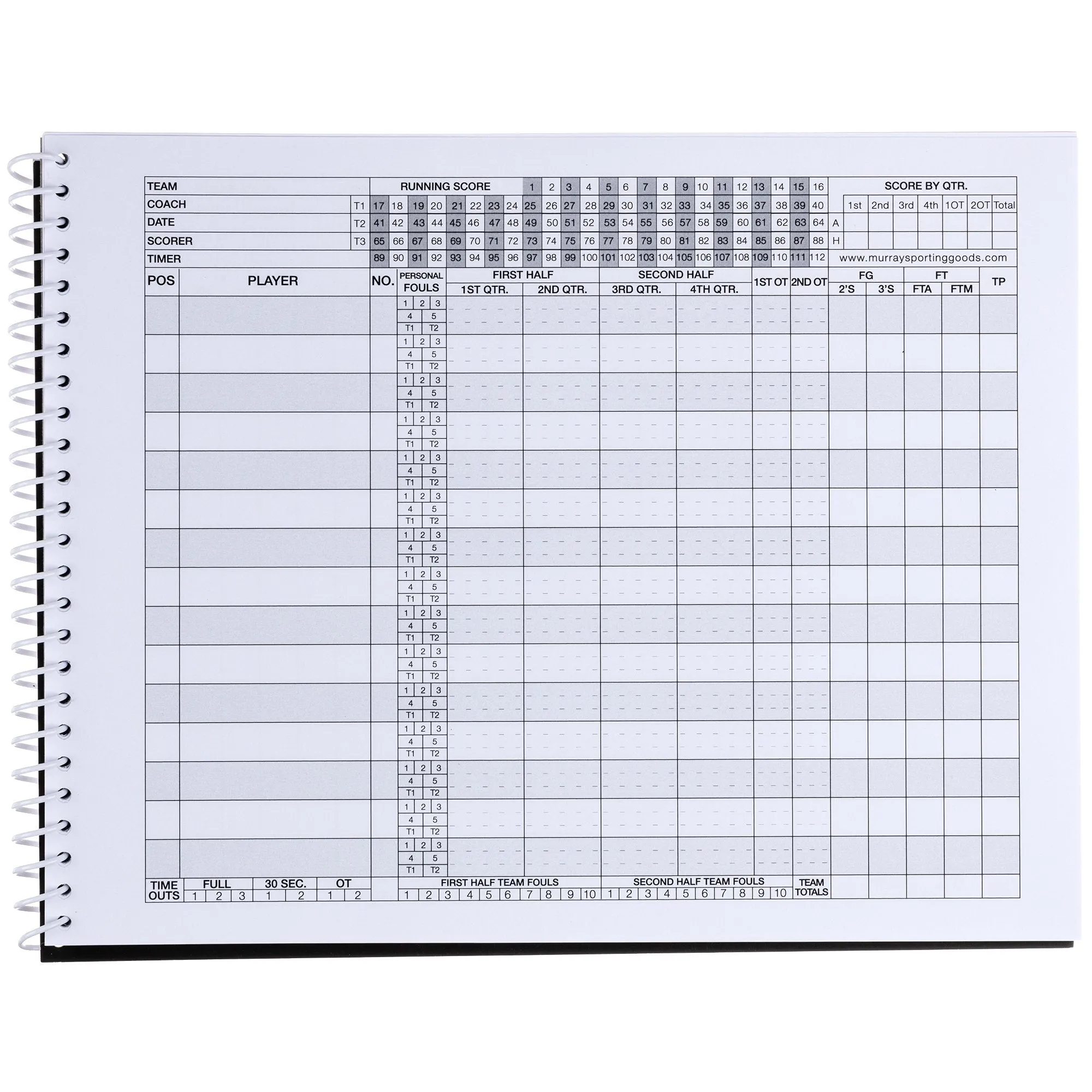 Murray Sporting Goods Basketball Scorebook - 35 Games