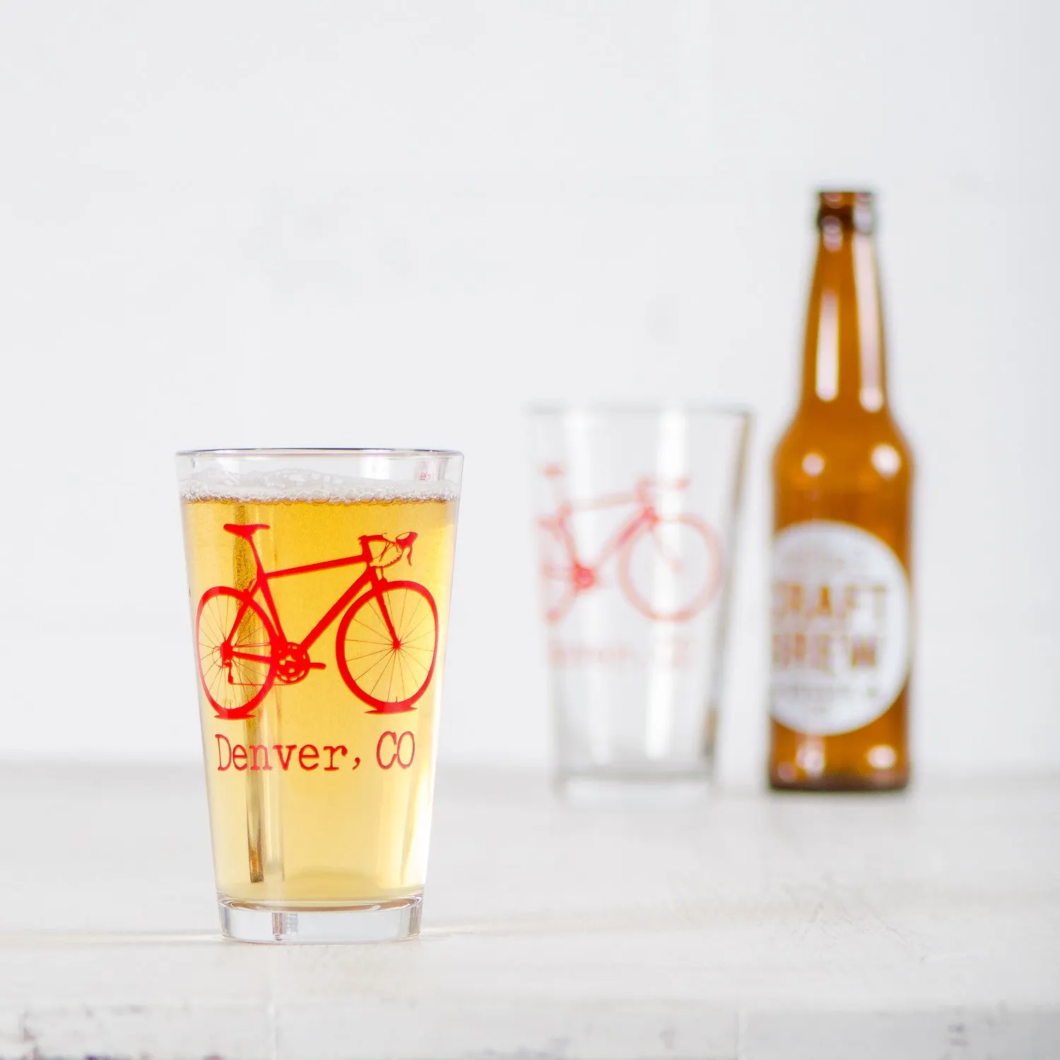 Name Drop Bicycle Pint Glass - Set of 6