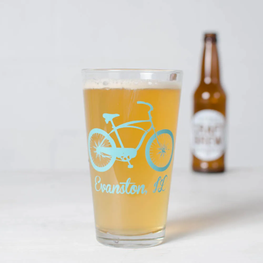 Name Drop Bicycle Pint Glass - Set of 6