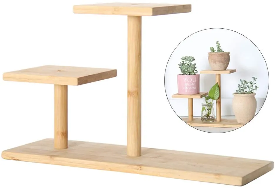 New GREENWISH Bamboo Plant Stand, 3 Tier Potted Plant Stand Rack, Multiple Flower Pot Holder Shelf Indoor Outdoor Planter Display Shelving for Balcony Patio Bedroom Office(Not Including Flower Pots)