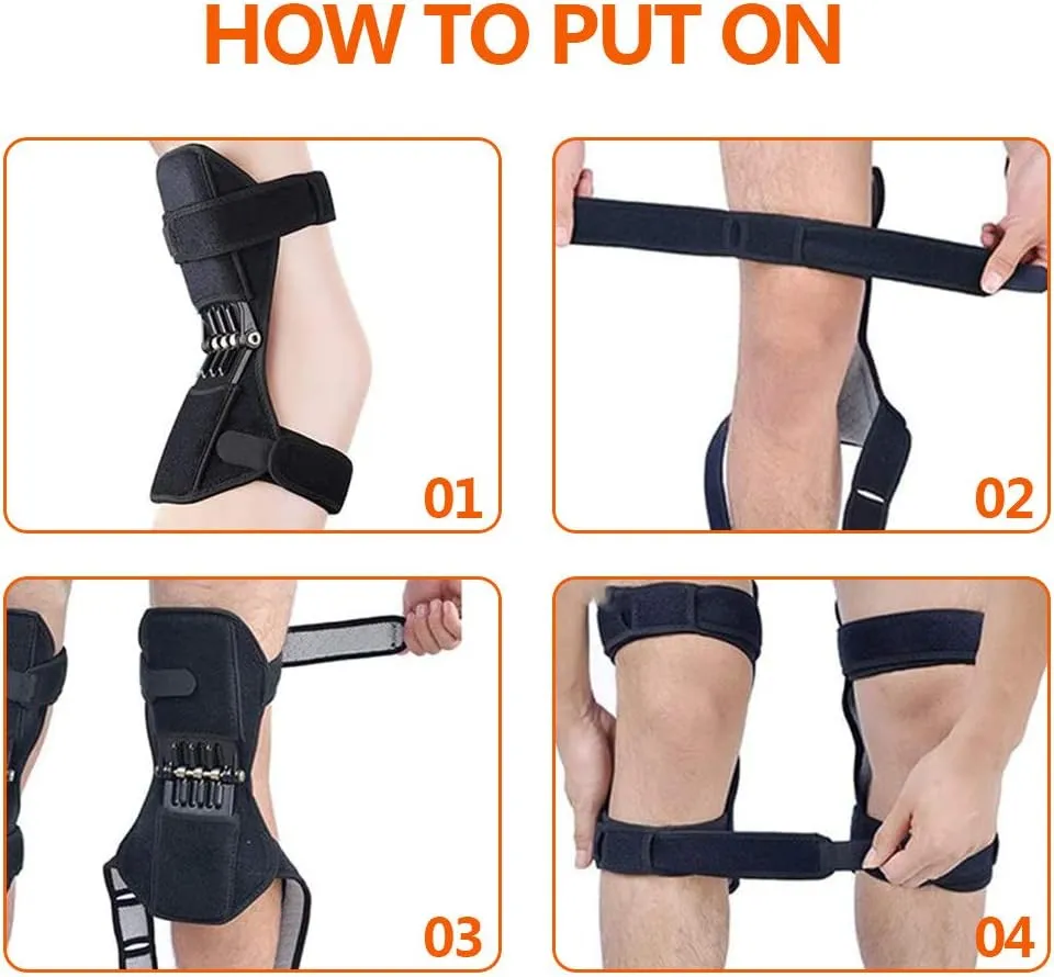 New Knee Power Booster, Powerknee Joint Support Knee Brace, Powerlift Support Knee Pads, Knee Protection Booster with Powerful Rebound Spring Force for Gym Sport Running Climbing