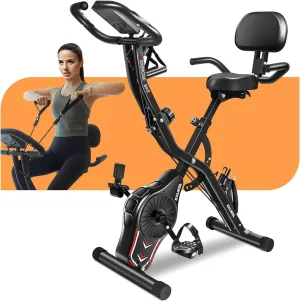 NIB! Folding Exercise Bike, 5-in-1 Foldable Stationary Bike Upgraded 16-Level Magnetic Resistance 10DB Near-Silent Bike Upright Retails $260 