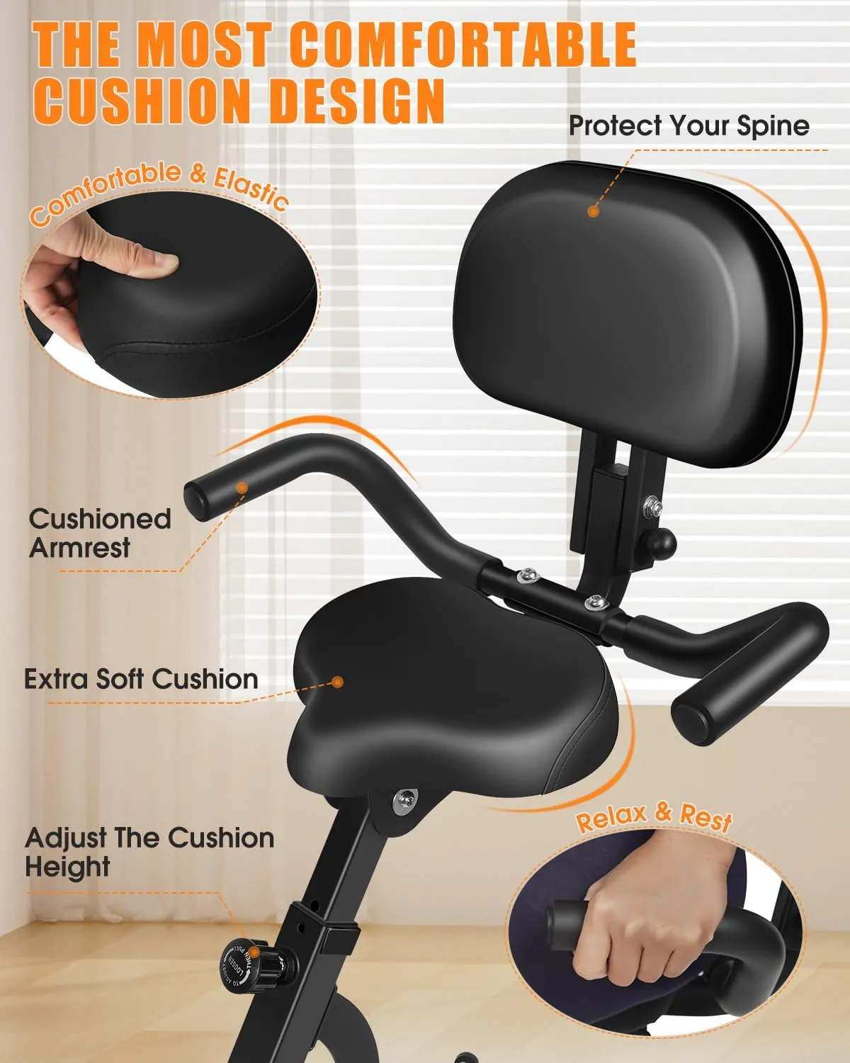 NIB! Folding Exercise Bike, 5-in-1 Foldable Stationary Bike Upgraded 16-Level Magnetic Resistance 10DB Near-Silent Bike Upright Retails $260 