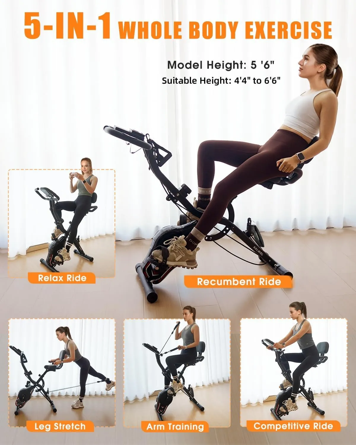 NIB! Folding Exercise Bike, 5-in-1 Foldable Stationary Bike Upgraded 16-Level Magnetic Resistance 10DB Near-Silent Bike Upright Retails $260 