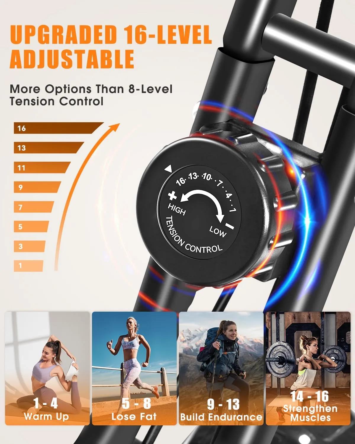 NIB! Folding Exercise Bike, 5-in-1 Foldable Stationary Bike Upgraded 16-Level Magnetic Resistance 10DB Near-Silent Bike Upright Retails $260 