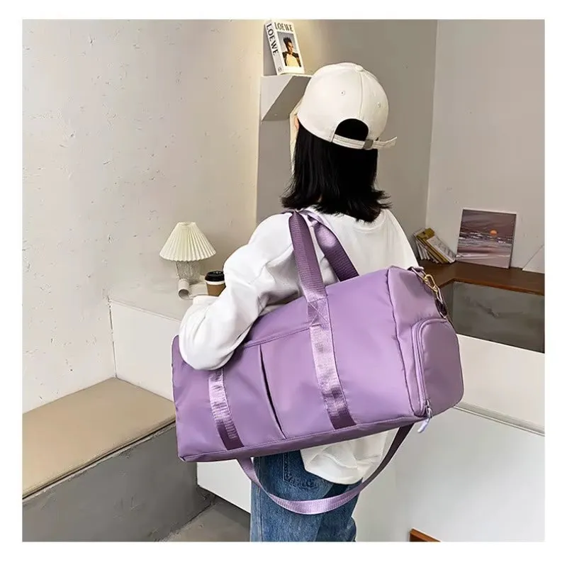 Outdoor Waterproof Nylon Sports Gym Bags Men Women Training Fitness Travel Handbag Yoga Mat Sport Bag with Shoes Compartment