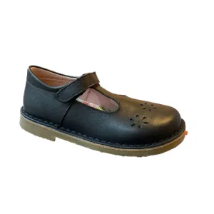 Petasil Clara Leather School Shoe Navy