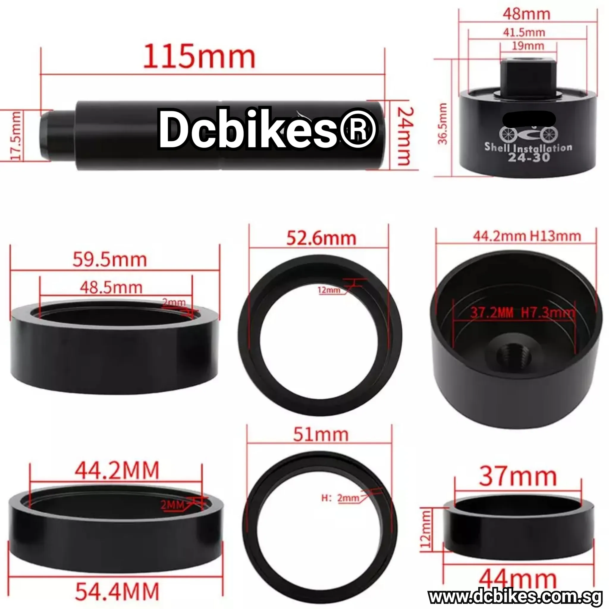 Press Fit Bottom Bracket Install Removal BB Tool Disassemble Shaft BB86 BB30 PF30 BB92 24mm GXP Dub Box Set