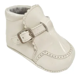 Pretty Original Patent Leather Scollop Edge Boot Soft Sole Cream