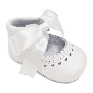 Pretty Original Ribbon Tie Patent Leather Soft Sole Pearl White