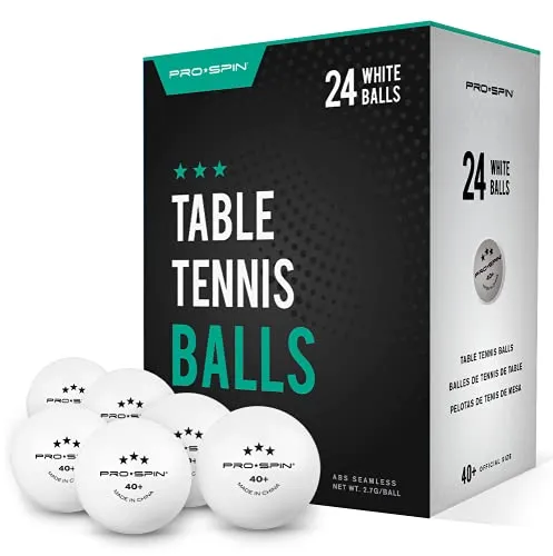 PRO SPIN Ping Pong Balls - White 3-Star 40  Table Tennis Balls (Pack of 24) | High-Performance ABS Training Balls | Ultimate Durability for Indoor/Outdoor Ping Pong Tables, Competitions, Games