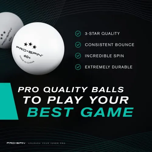 PRO SPIN Ping Pong Balls - White 3-Star 40  Table Tennis Balls (Pack of 24) | High-Performance ABS Training Balls | Ultimate Durability for Indoor/Outdoor Ping Pong Tables, Competitions, Games