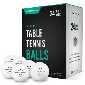PRO SPIN Ping Pong Balls - White 3-Star 40  Table Tennis Balls (Pack of 24) | High-Performance ABS Training Balls | Ultimate Durability for Indoor/Outdoor Ping Pong Tables, Competitions, Games