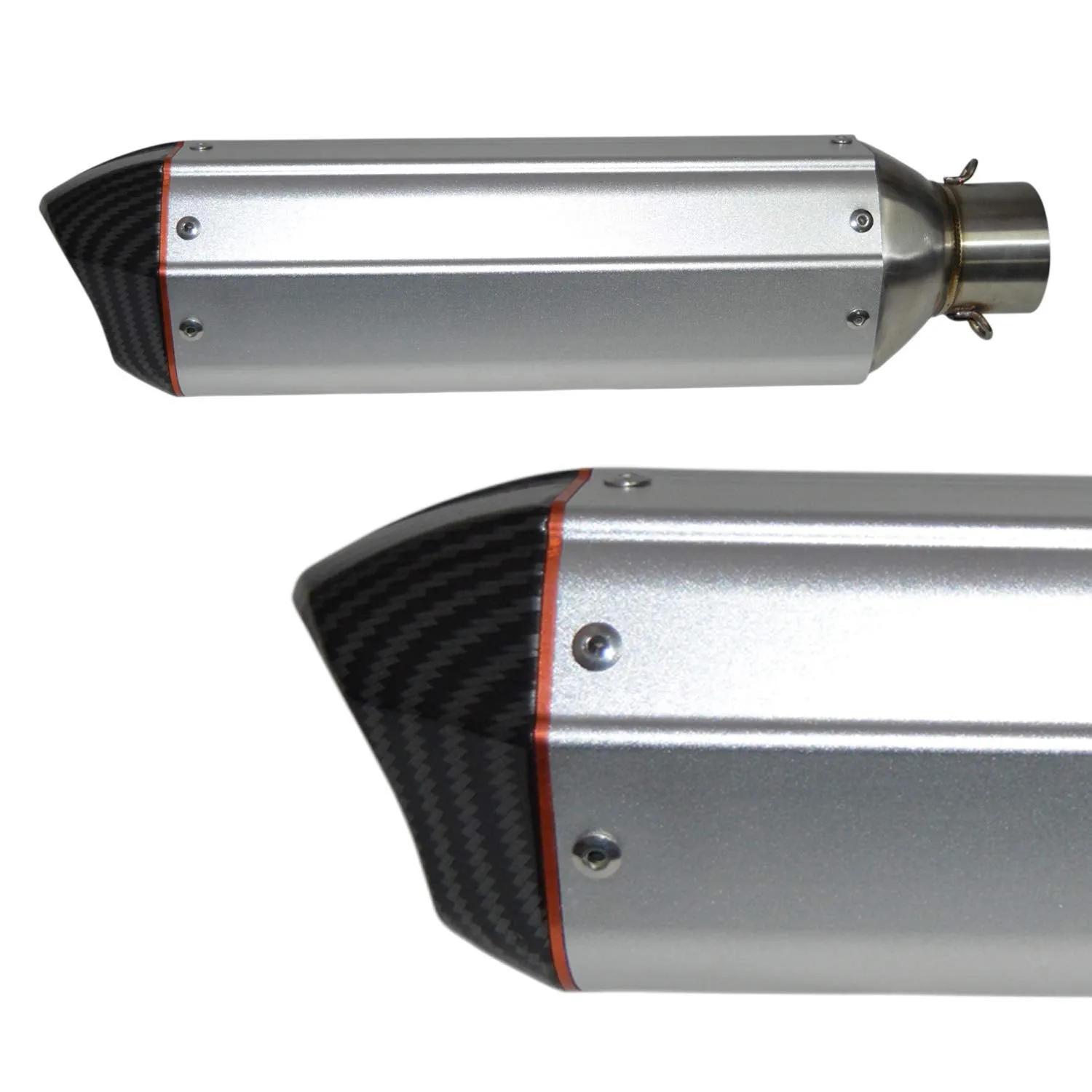 R.J.VON Carbon Fiber Bike Exhaust Muffler Silencer( Silver)