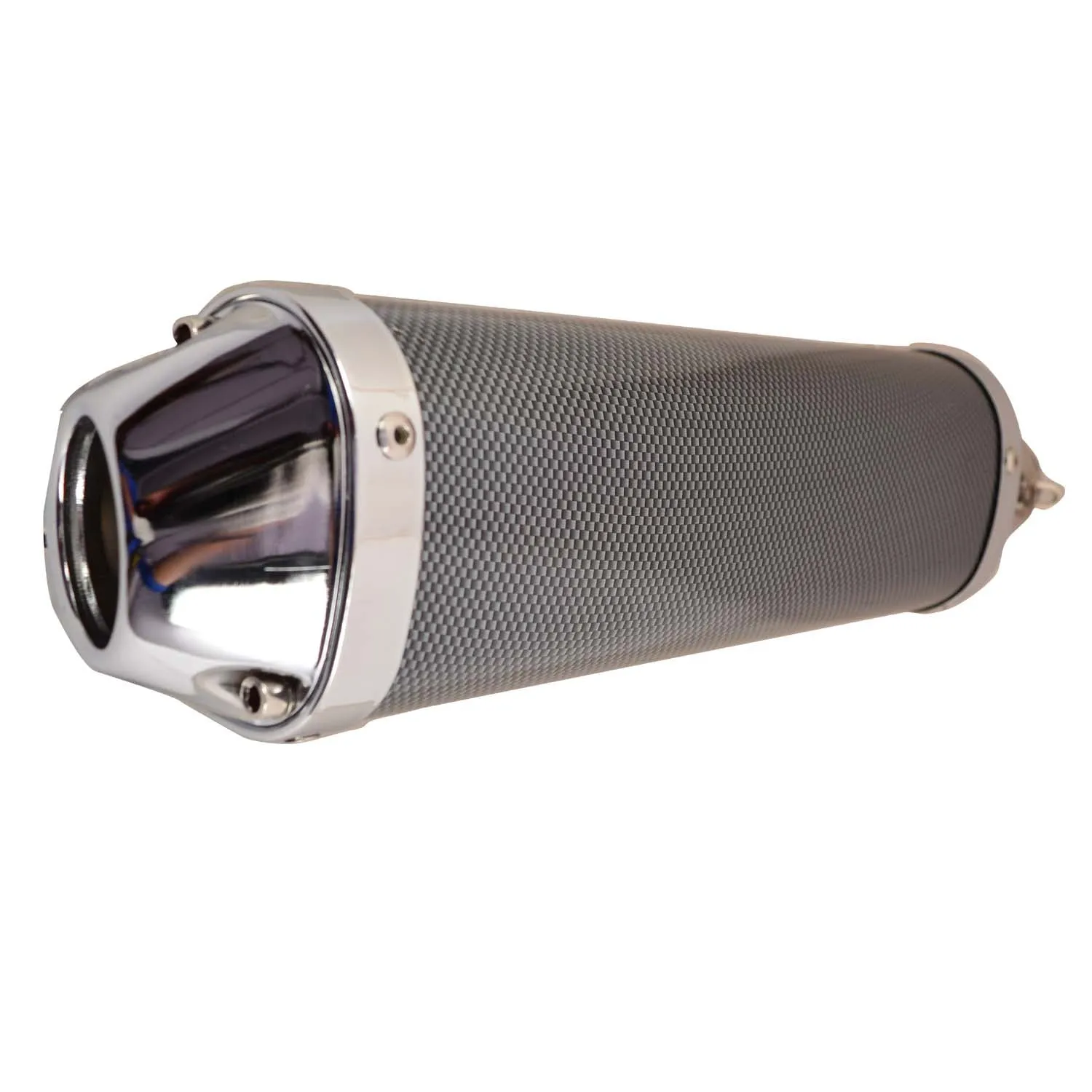 R.J.VON Universal Bike Carbon Triangle Exhaust Silencer Long (Black)