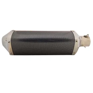 R.J.VON Universal Bike Carbon Triangle Exhaust Silencer Long (Black)