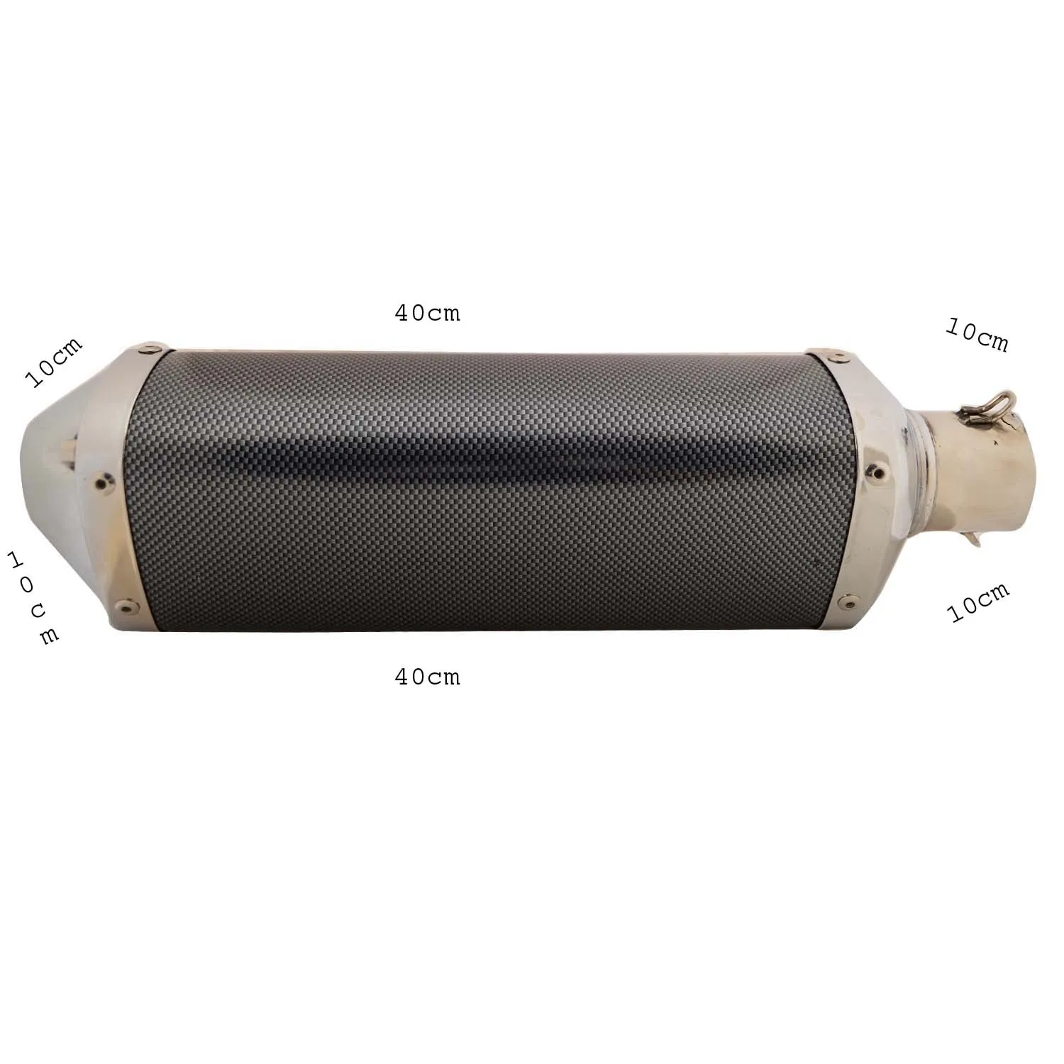 R.J.VON Universal Bike Carbon Triangle Exhaust Silencer Long (Black)