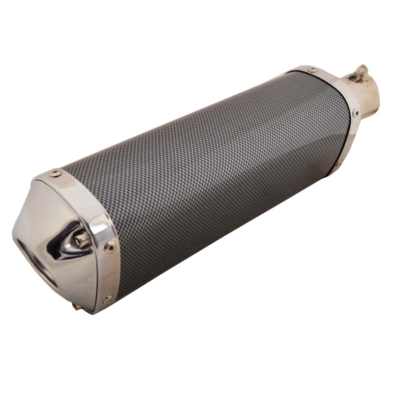 R.J.VON Universal Bike Carbon Triangle Exhaust Silencer Long (Black)
