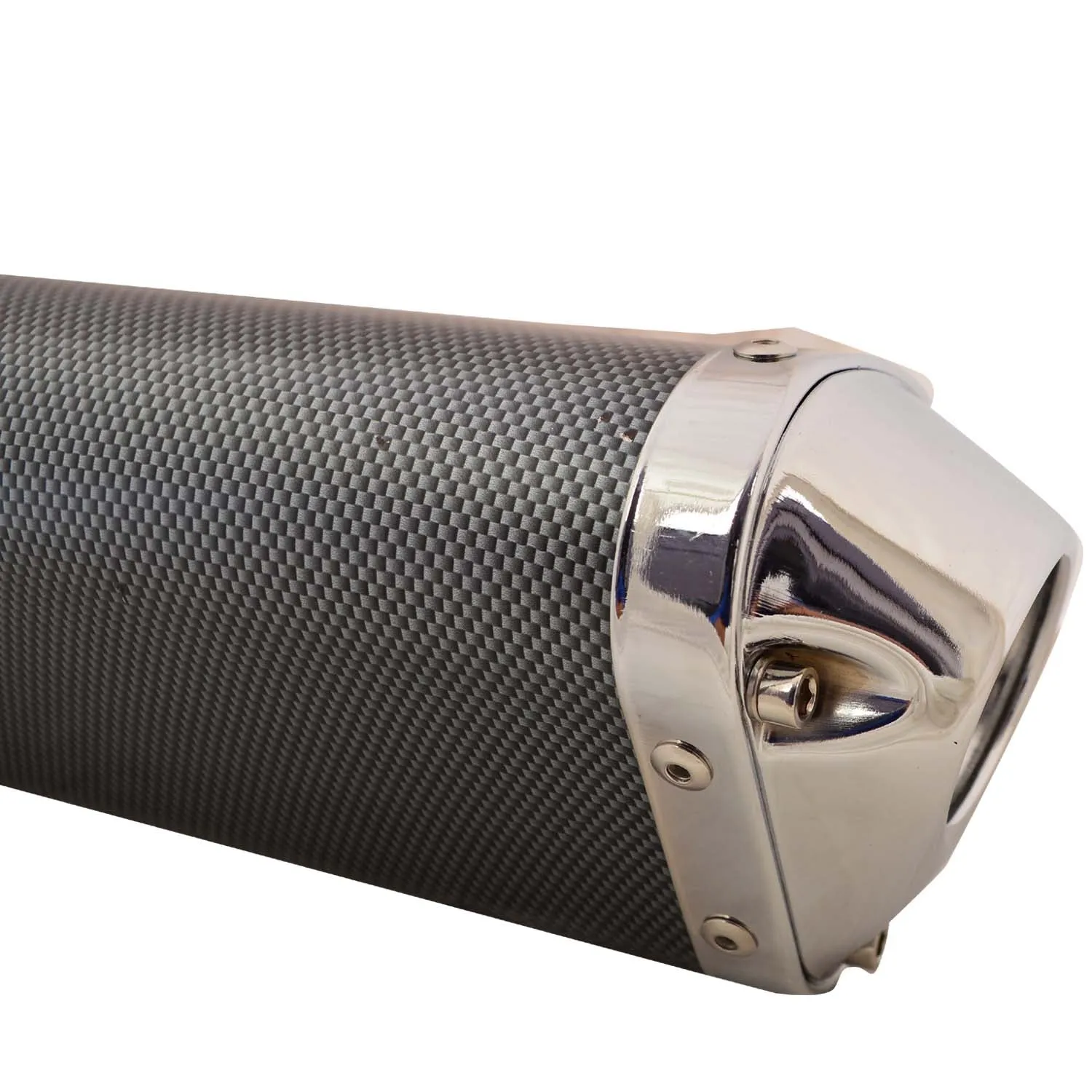 R.J.VON Universal Bike Carbon Triangle Exhaust Silencer Long (Black)