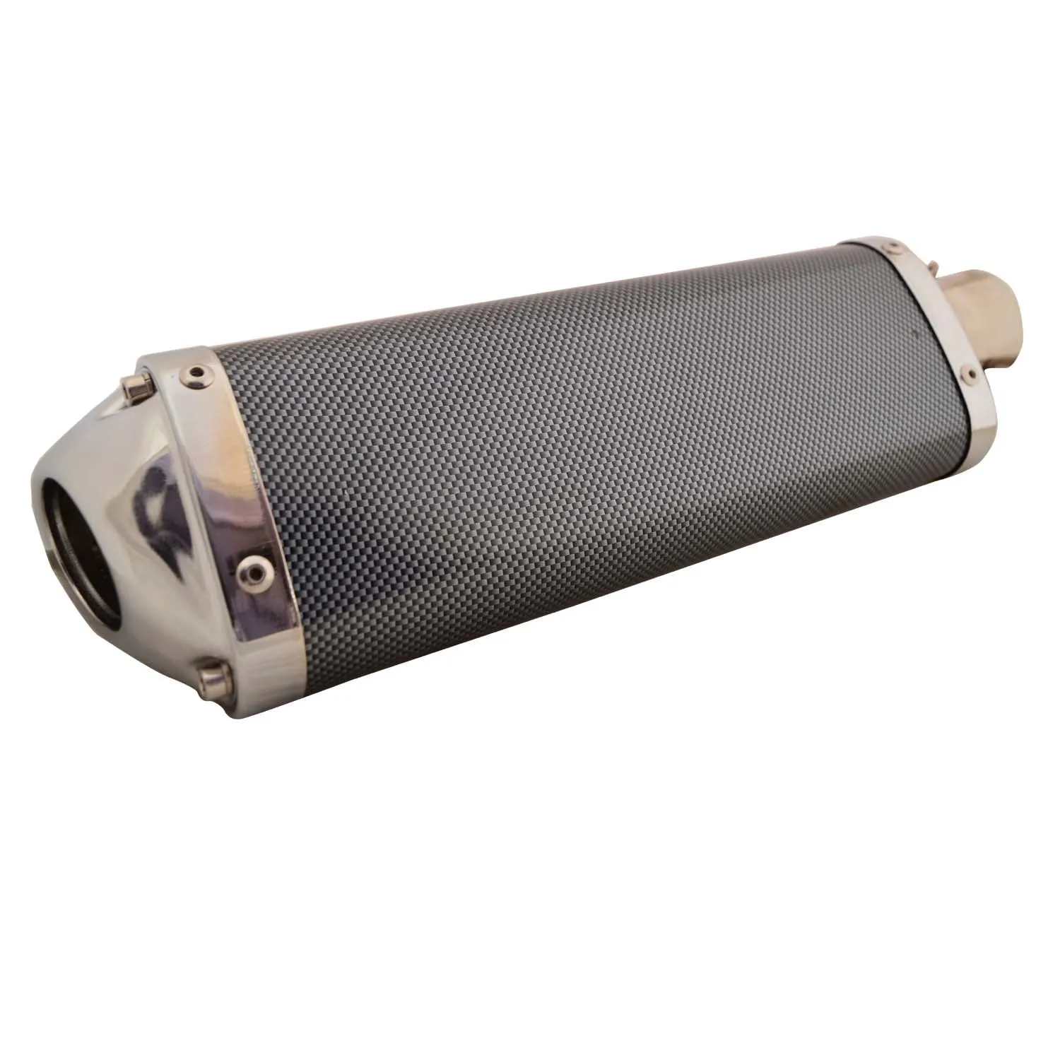 R.J.VON Universal Bike Carbon Triangle Exhaust Silencer Long (Black)