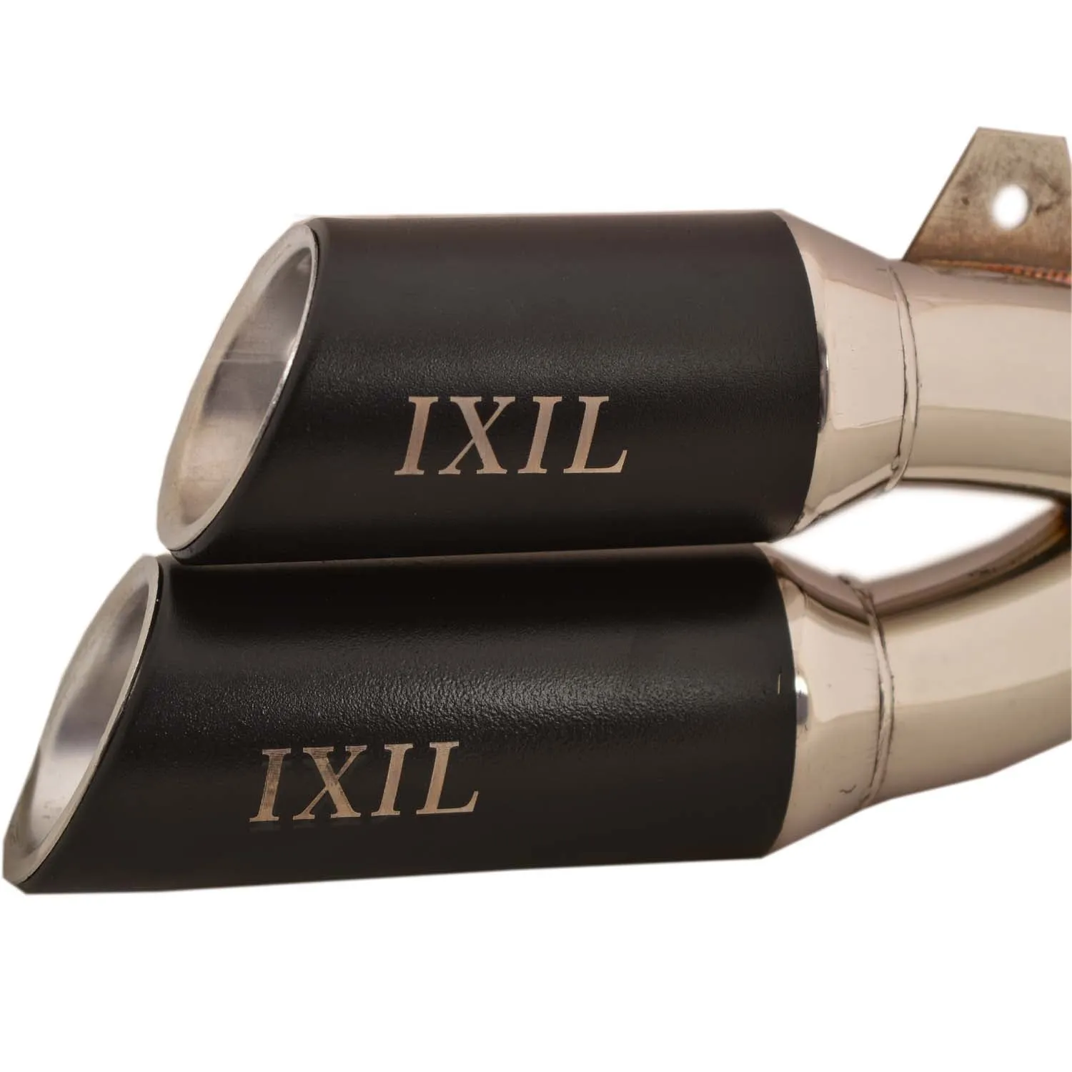 R.J.VON Universal Bike Dual Output Exhaust Silencer IXIL with DB Killer (Black/Silver)