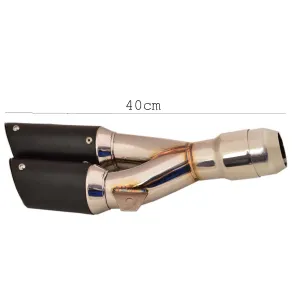 R.J.VON Universal Bike Dual Output Exhaust Silencer IXIL with DB Killer (Black/Silver)