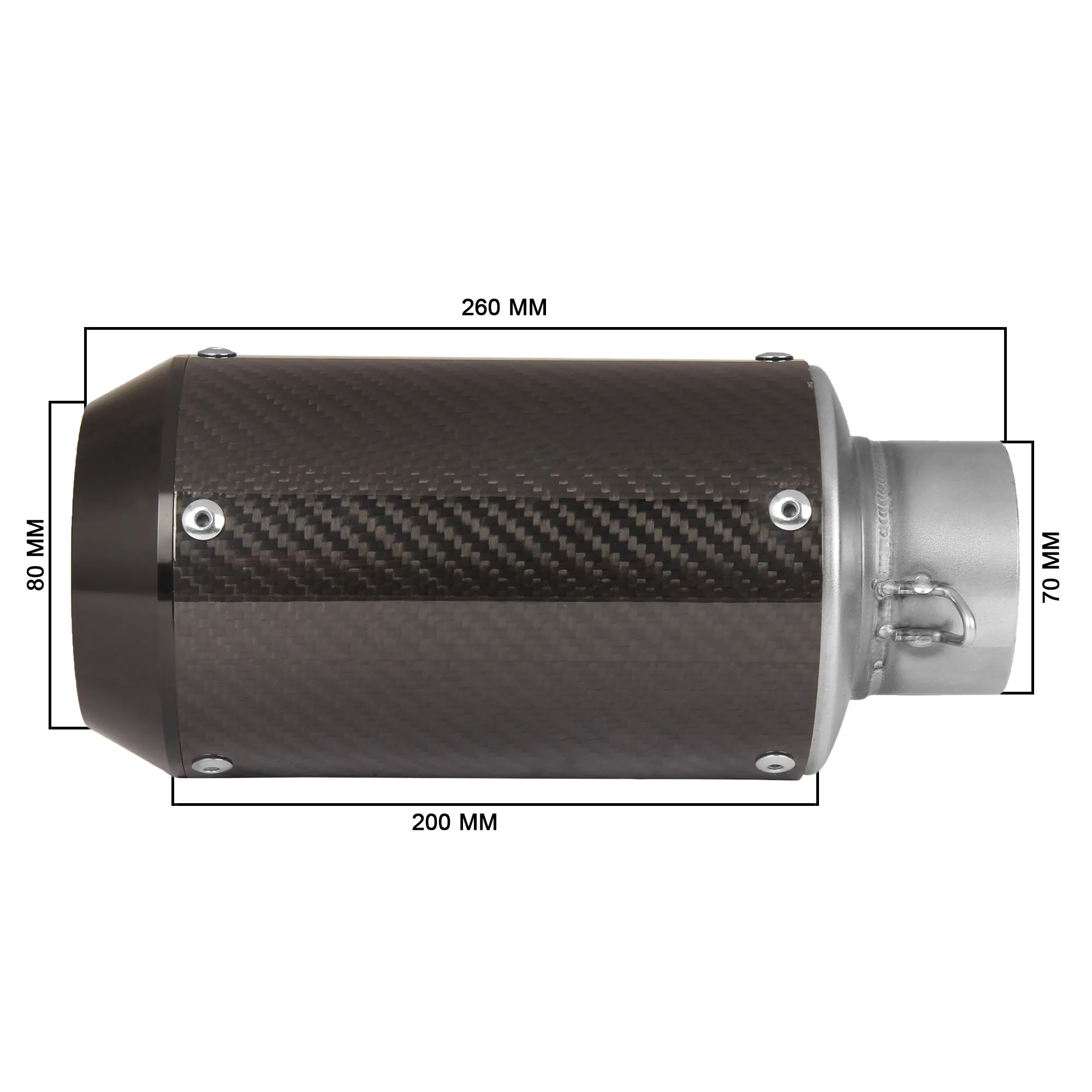 R.J.VON  Universal Bike Exhaust Muffler Pipe Carbon Fiber
