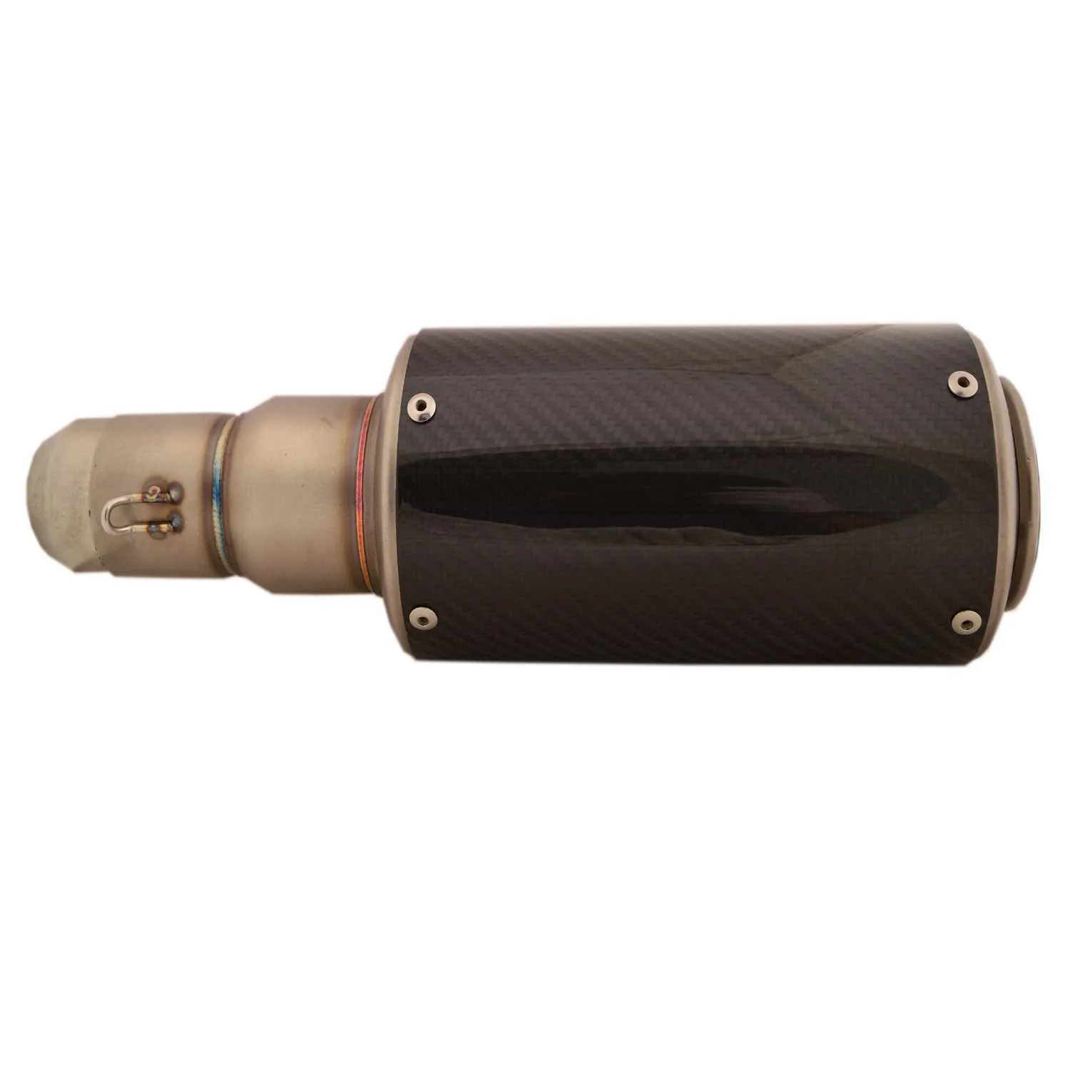 R.J.VON Universal Bike Exhaust Silencer Carbon Long Straight (Black)