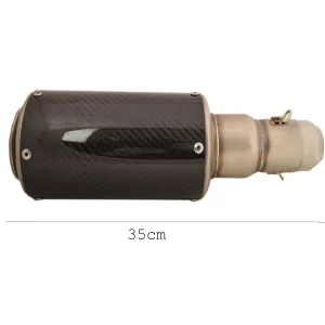 R.J.VON Universal Bike Exhaust Silencer Carbon Long Straight (Black)