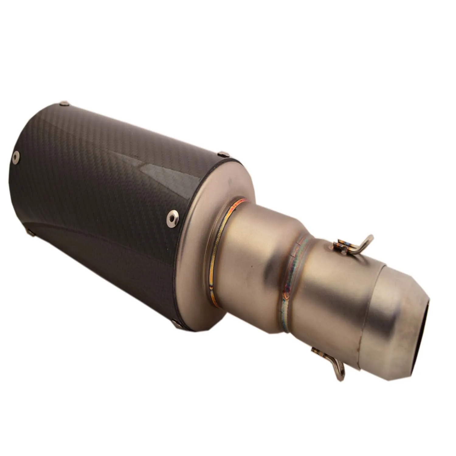 R.J.VON Universal Bike Exhaust Silencer Carbon Long Straight (Black)