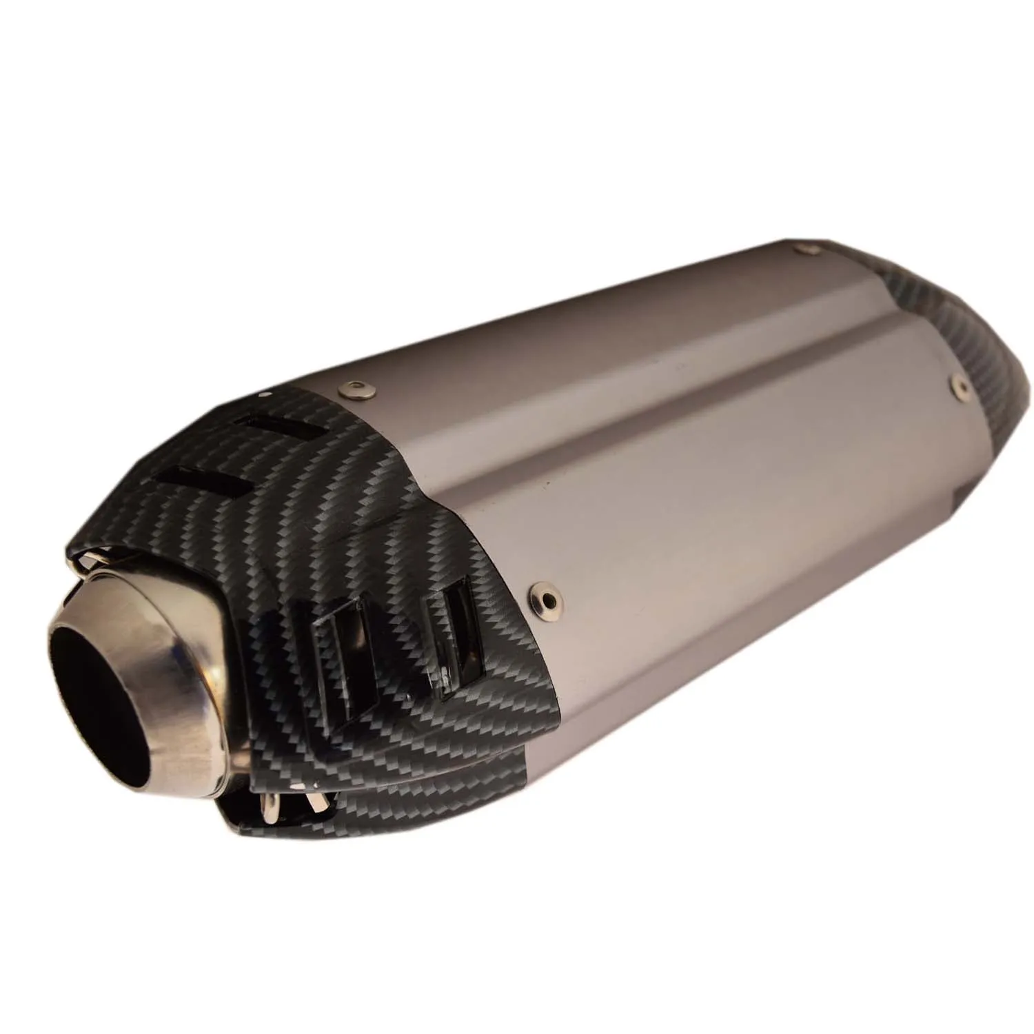 R.J.VON Universal Bike Exhaust Silencer Carbon With DB Killer Long (Black)