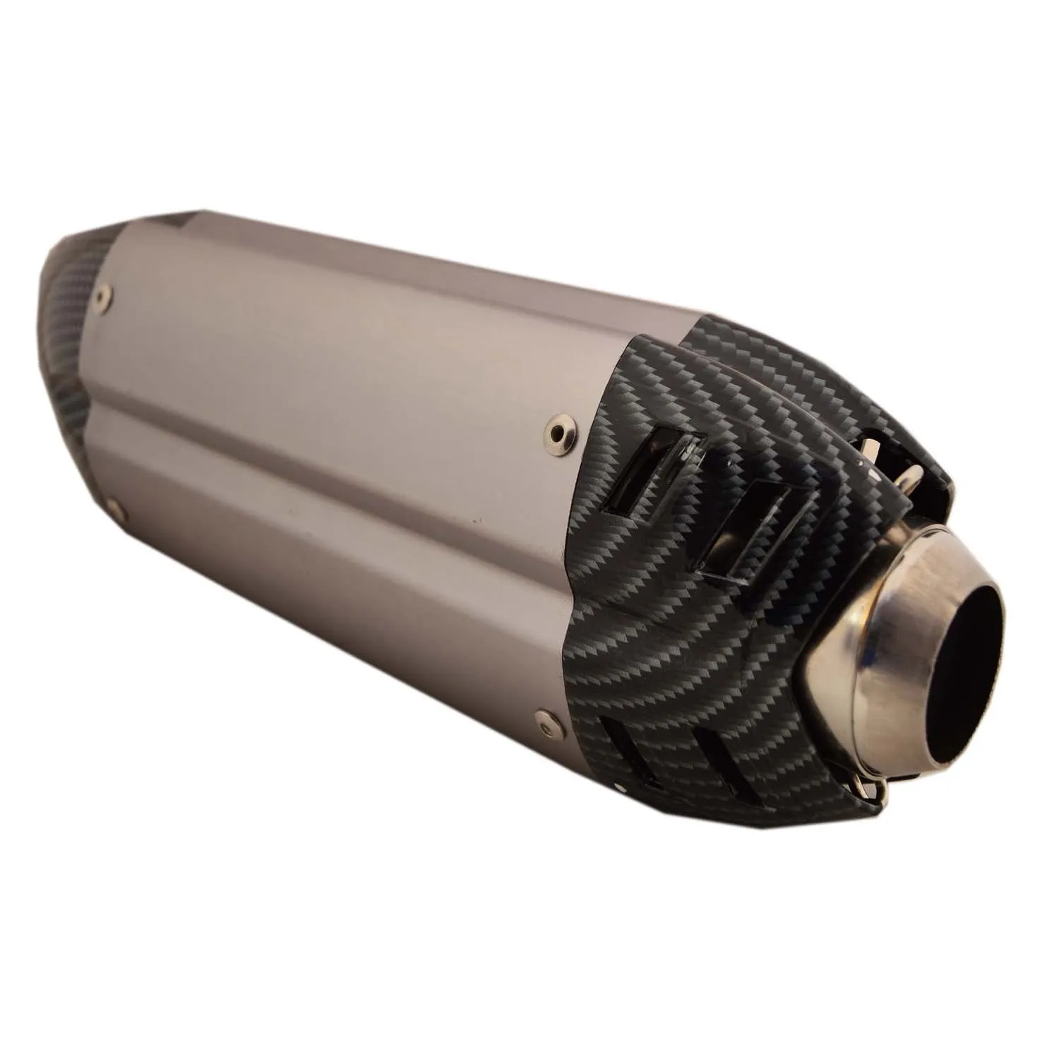 R.J.VON Universal Bike Exhaust Silencer Carbon With DB Killer Long (Black)