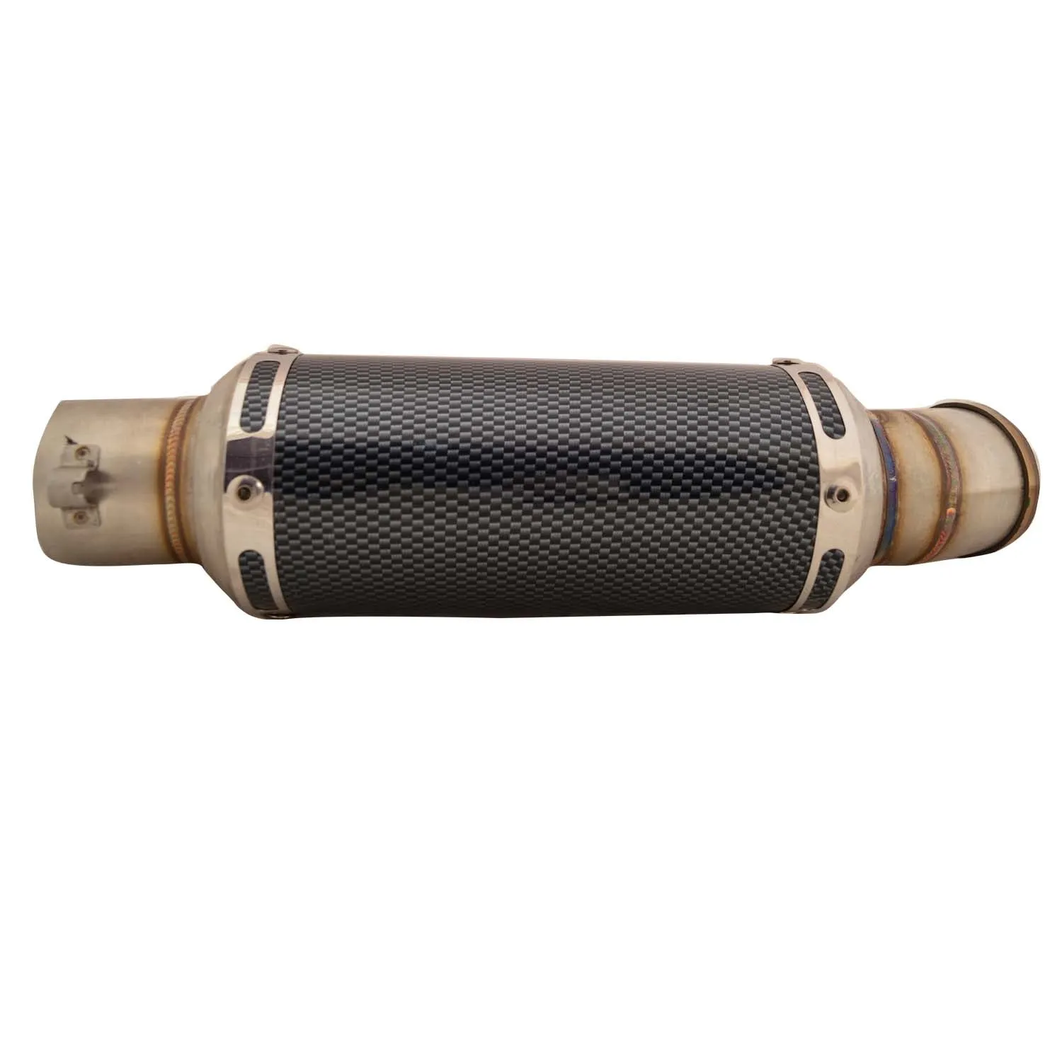 R.J.VON Universal Bike Exhaust Silencer Flame King Carbon Small (Black)