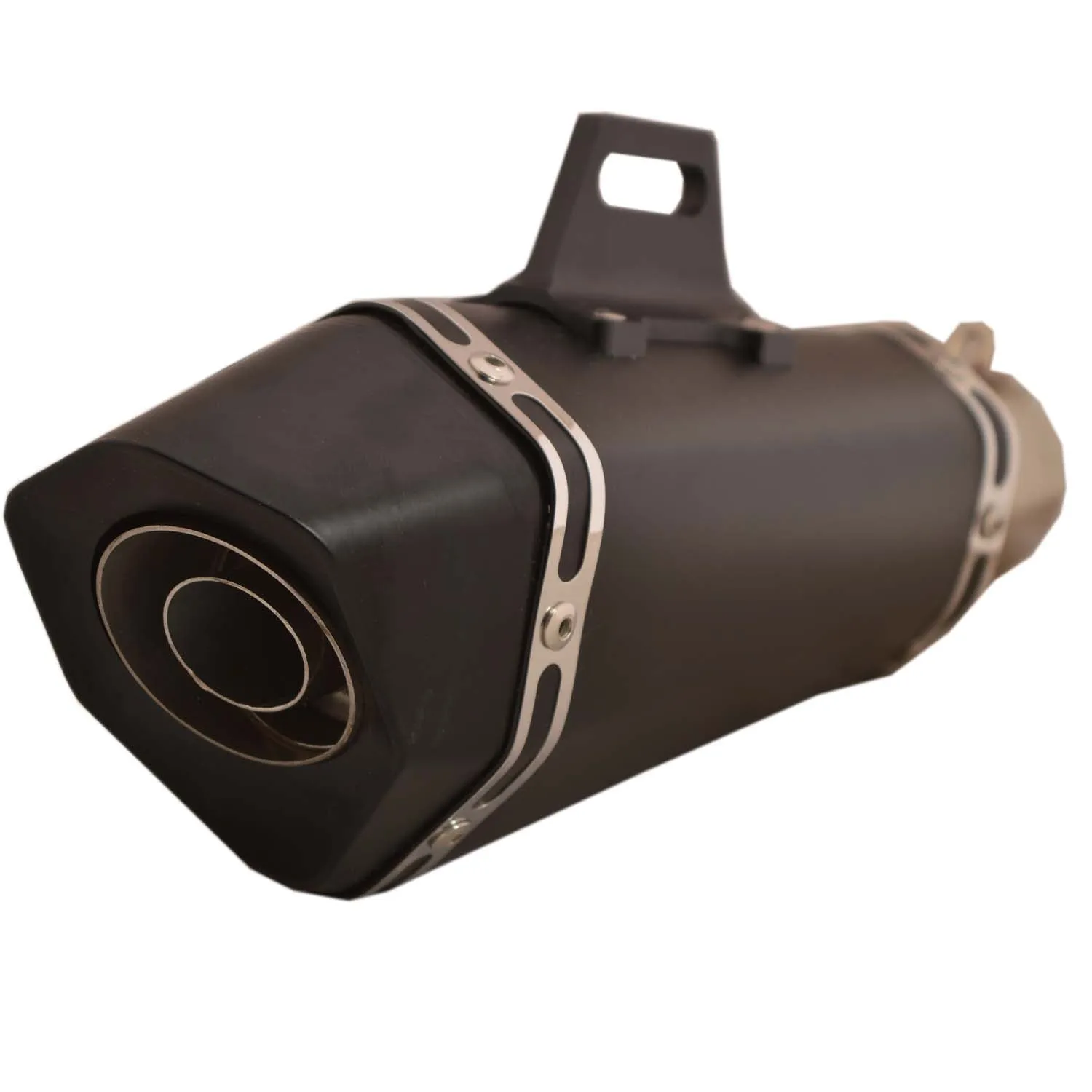 R.J.VON Universal Bike Exhaust Silencer with DB Killer (Black)