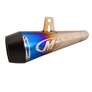 R.J.VON Universal Bike M4 Exhaust Silencer Long Straight (Silver/Blue)