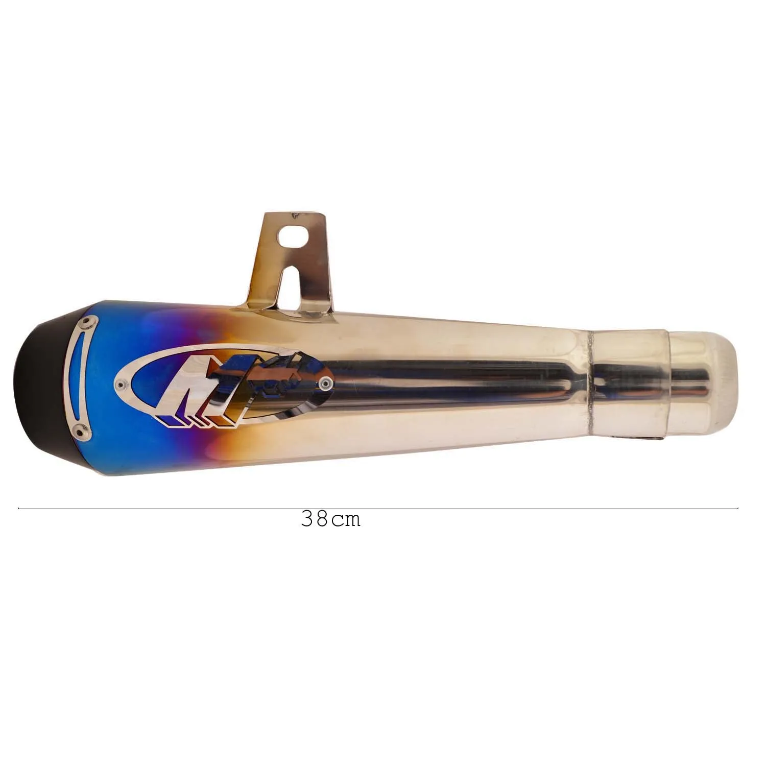 R.J.VON Universal Bike M4 Exhaust Silencer Long Straight (Silver/Blue)