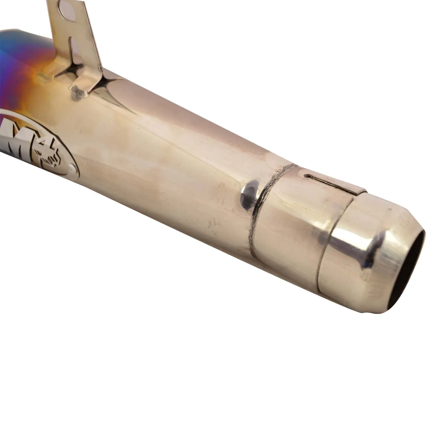 R.J.VON Universal Bike M4 Exhaust Silencer Long Straight (Silver/Blue)