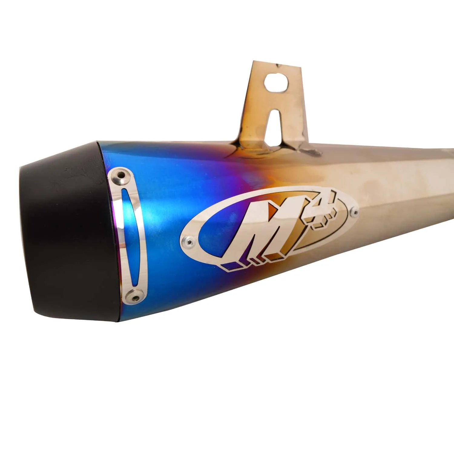 R.J.VON Universal Bike M4 Exhaust Silencer Long Straight (Silver/Blue)