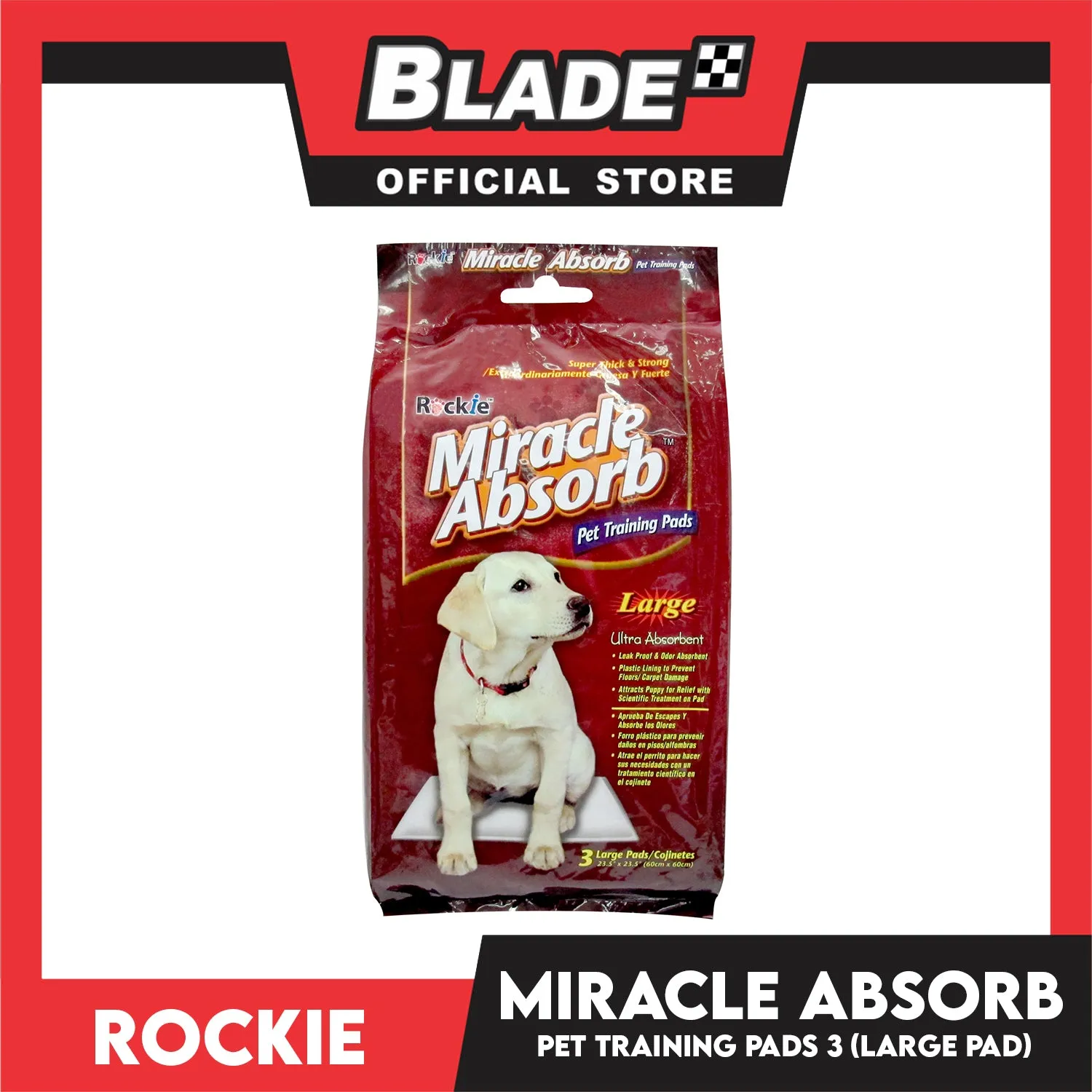 Rockie Miracle Absorb Pet Training Pads 3 Large Pads Ultra Absorbent