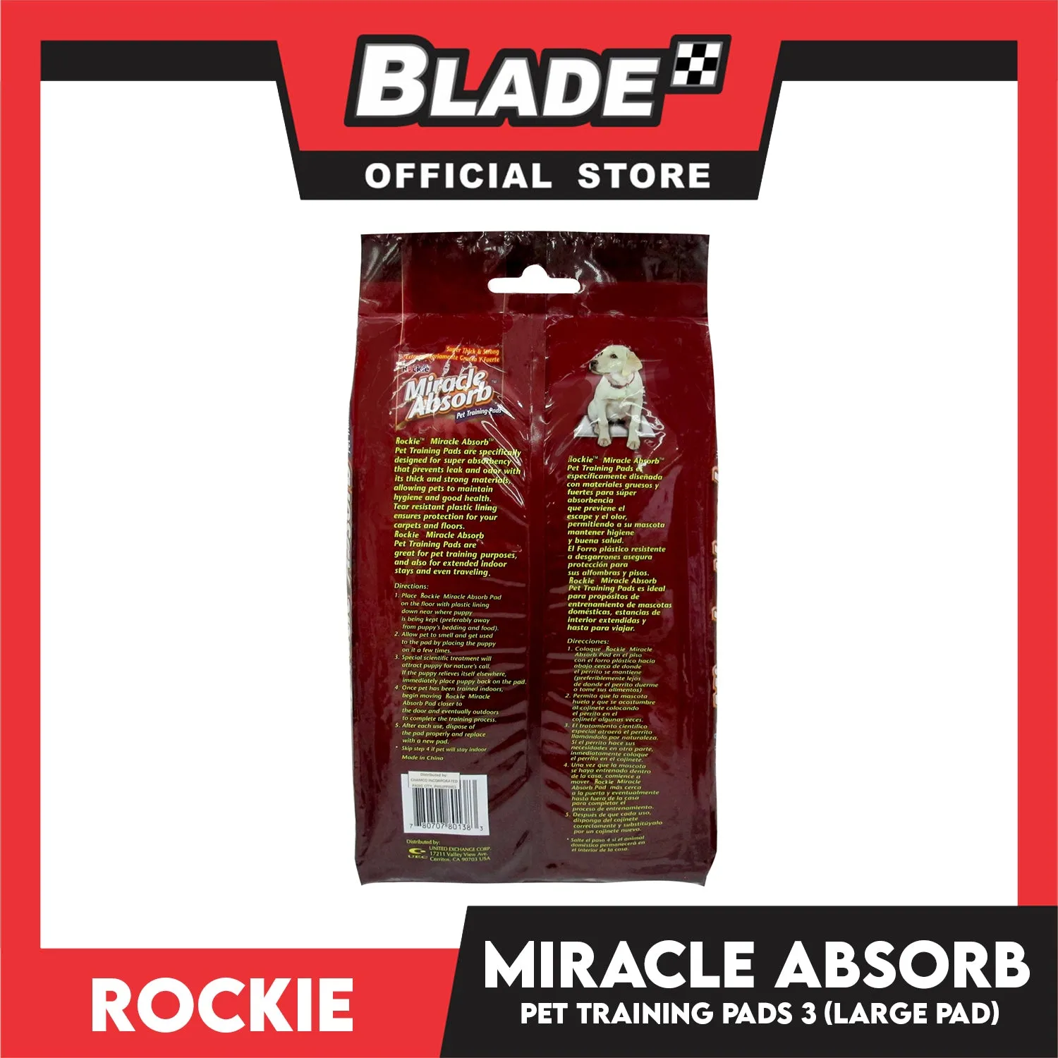 Rockie Miracle Absorb Pet Training Pads 3 Large Pads Ultra Absorbent