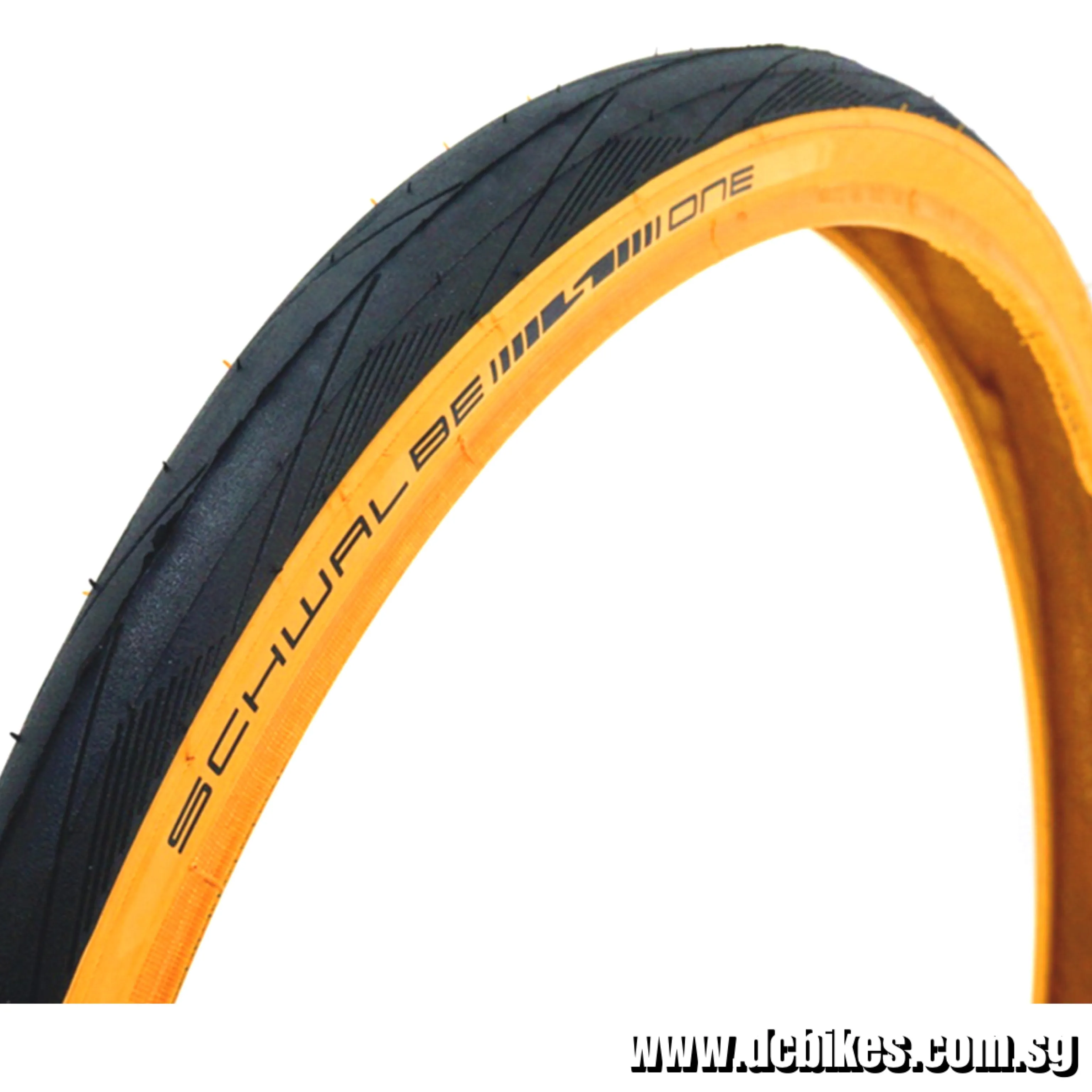 Schwalbe 20 X 1.125 One Black | Skinwall Yellow Performance Wired RaceGuard Foldie Tyres Etrto 28-451(1 Tire)