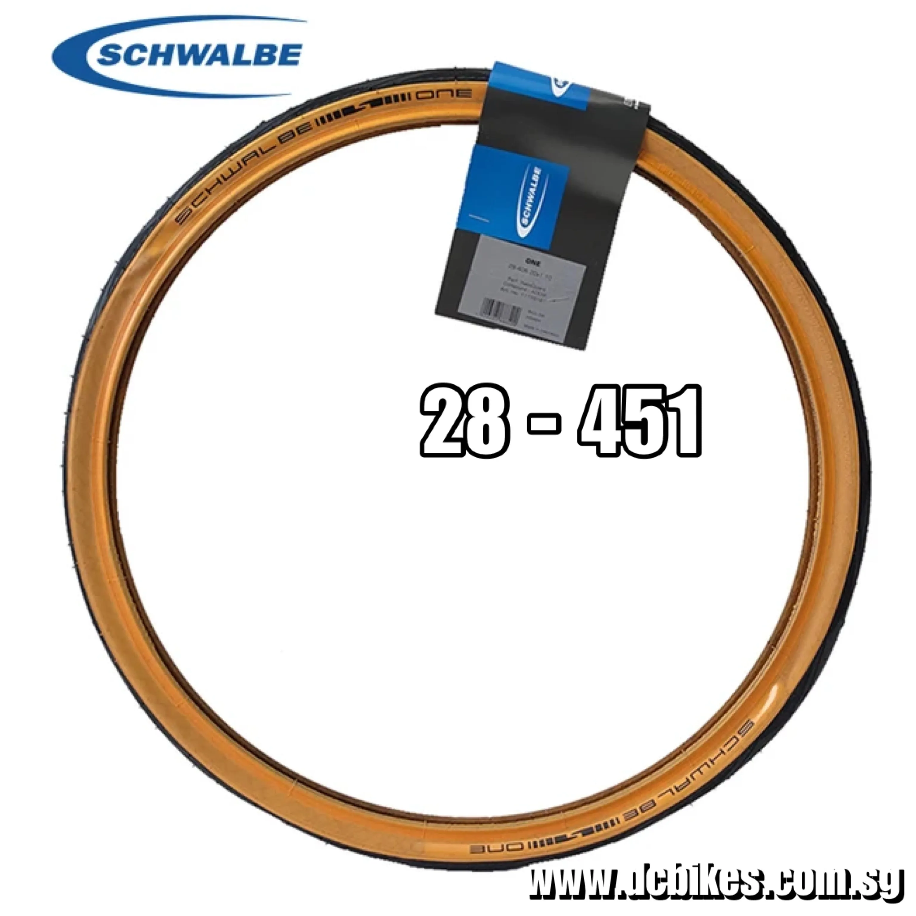 Schwalbe 20 X 1.125 One Black | Skinwall Yellow Performance Wired RaceGuard Foldie Tyres Etrto 28-451(1 Tire)