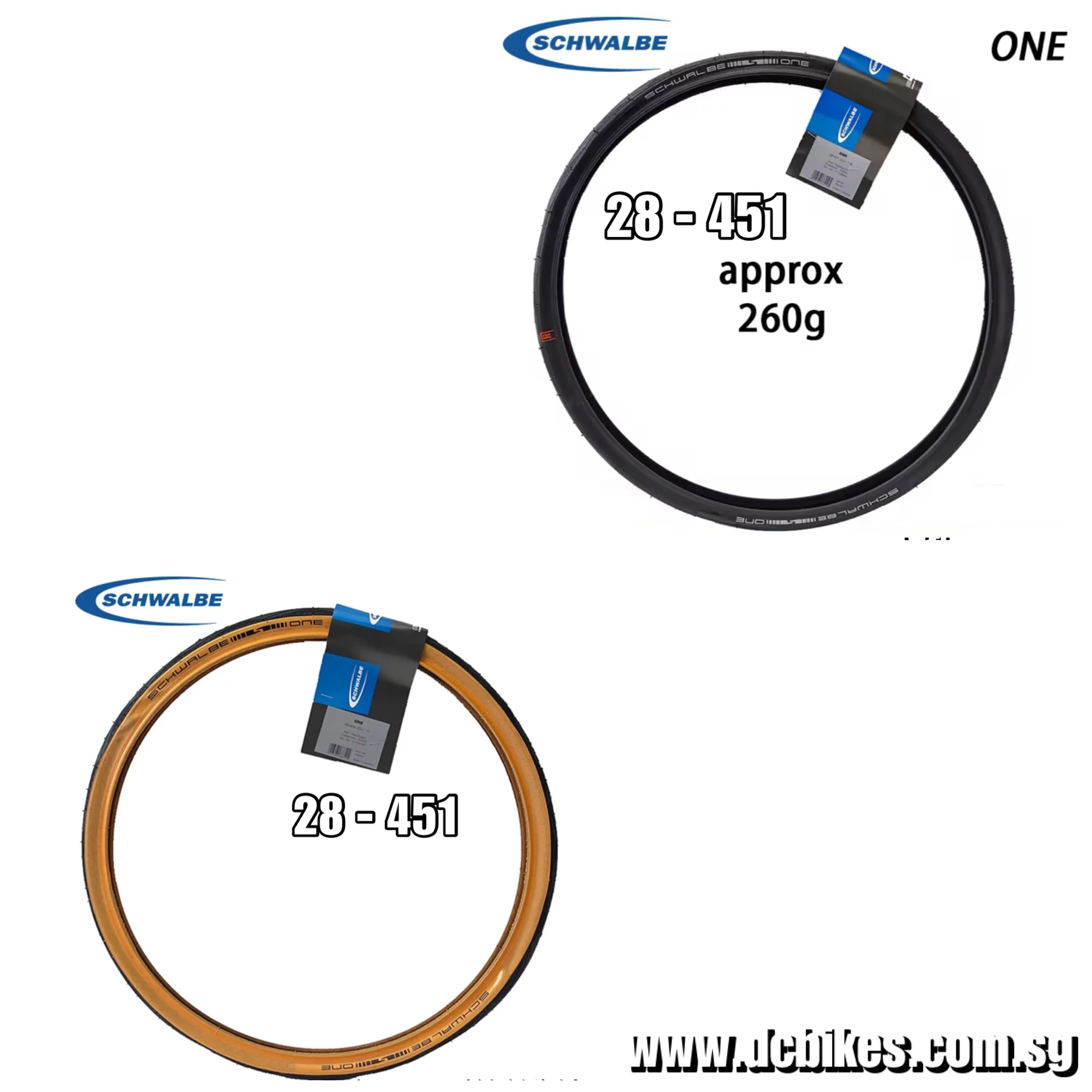 Schwalbe 20 X 1.125 One Black | Skinwall Yellow Performance Wired RaceGuard Foldie Tyres Etrto 28-451(1 Tire)