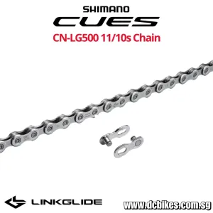 Shimano CN-LG500 Cues 10 | 11 Speed Bicycle Silver Chain   2 Quick Link - 126 Links