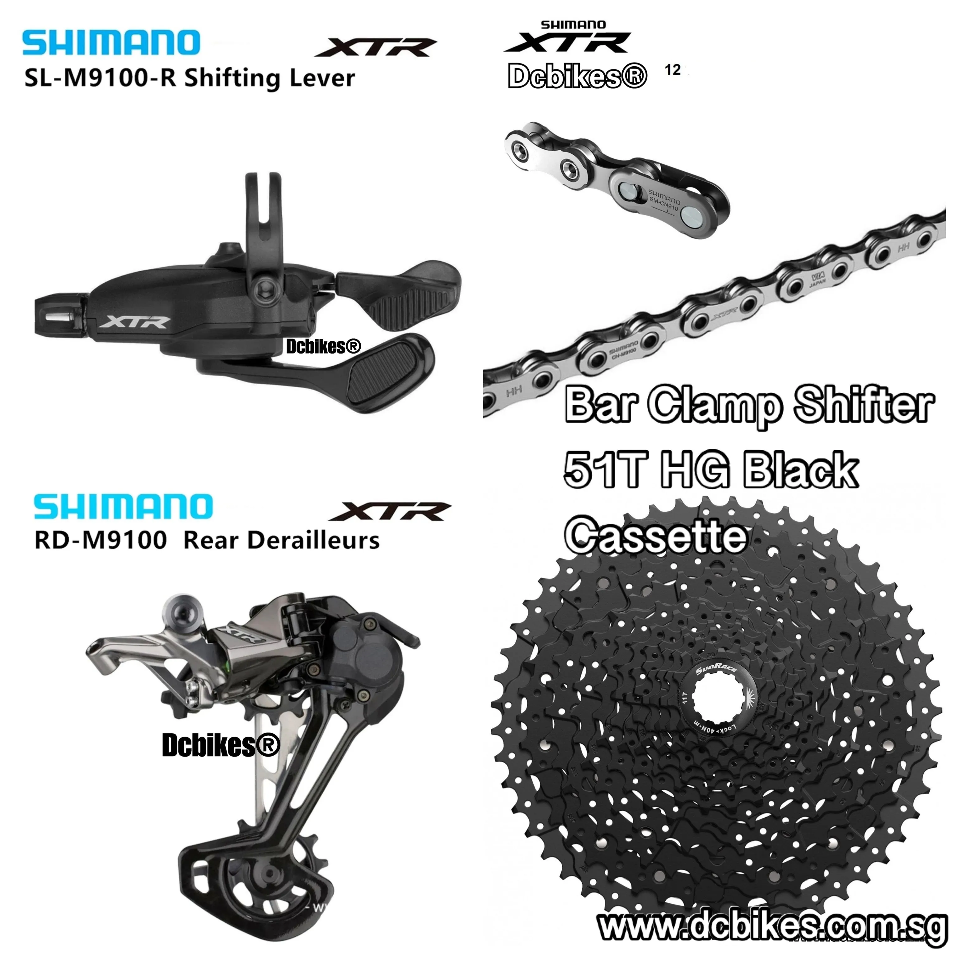 Shimano XTR 1 X 12 Speed M9100 Derailleur   12s Shifter   Chain   Sunrace 51T HG Cassette 9100 Groupset